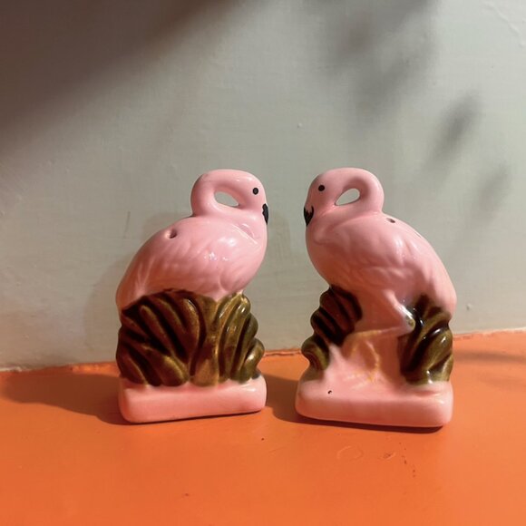Art Deco Flamingo Salt & Pepper Shakers Mid Century Vintage Japan - Picture 6 of 7
